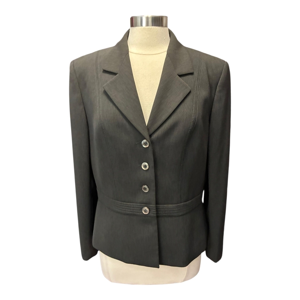 Kasper | Olive Green Blazer with Button Detail Size 14